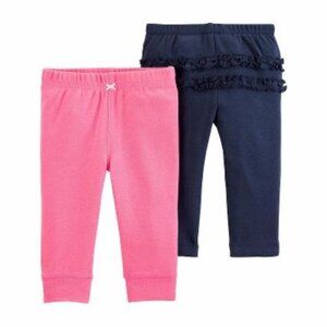 Carters Baby Girls 2-Pack Ruffle Leggings Set‎ - Pink & Navy